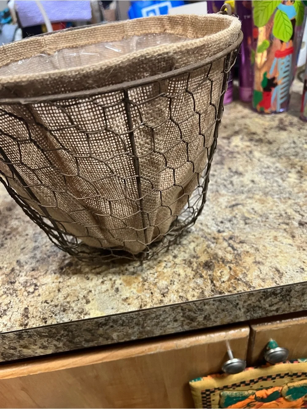 Panacea Fresh Eggs Rustic Wire Basket Planter - Brown